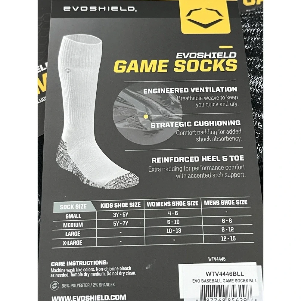 3 Pack-Evoshield Knee-High Moisture Wicking Baseball/Softball Game Socks - Black
